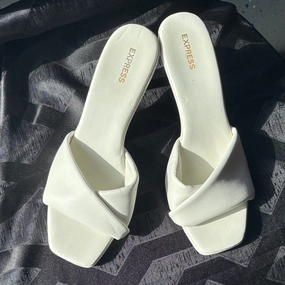 Cream White Slide Kitten Heels by Express